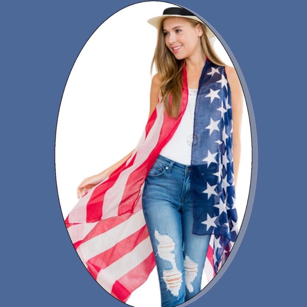 Patriotic Stars & Stripes Longline Kimono NWT